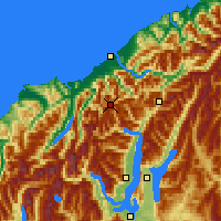 Nearby Forecast Locations - Mt Aspiring NP - Mapa