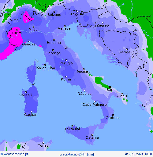 precipitação-24 h. mapas de previsão