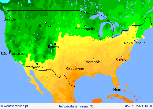 temperatura mínima mapas de previsão