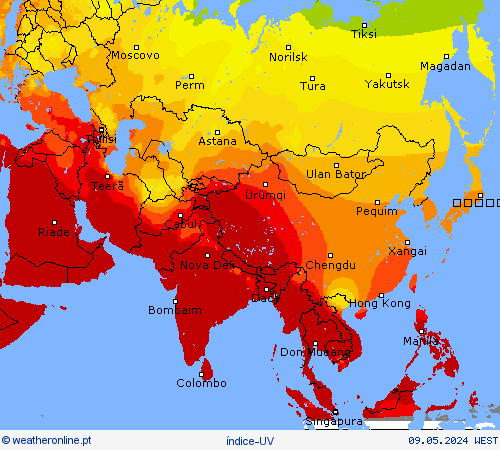 índice-UV mapas de previsão