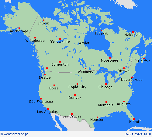   América do Norte mapas de previsão