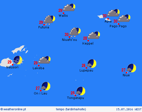 visão geral Samoa Americana Oceânia mapas de previsão