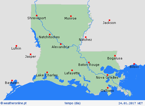 visão geral Luisiana América do Norte mapas de previsão