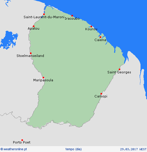 visão geral Guiana Francesa América do Sul mapas de previsão