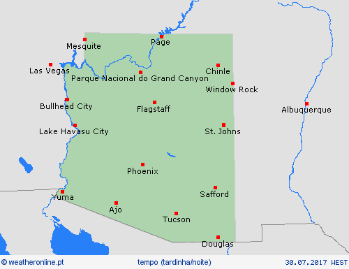 visão geral Arizona América do Norte mapas de previsão