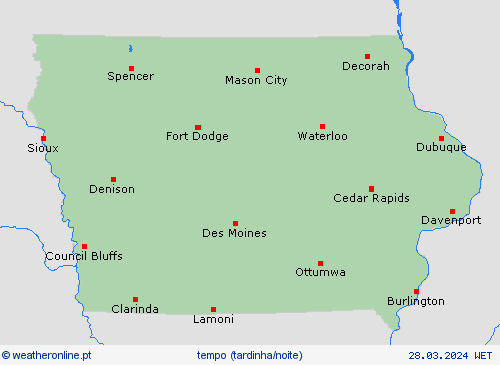 visão geral Iowa América do Norte mapas de previsão