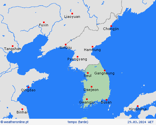 visão geral Coreia do Sul Ásia mapas de previsão