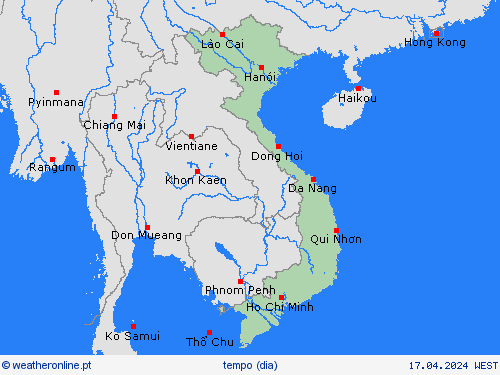 visão geral Vietname Ásia mapas de previsão