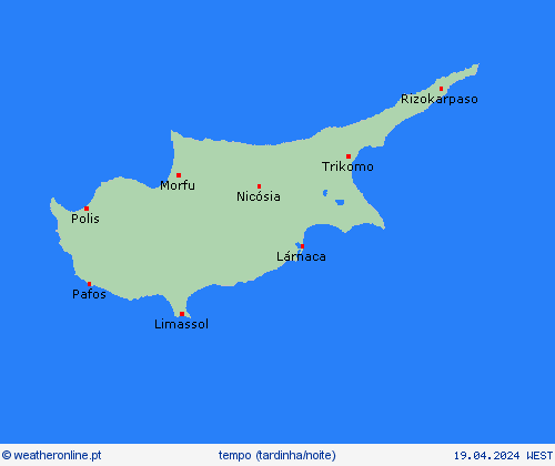 visão geral Chipre Europa mapas de previsão