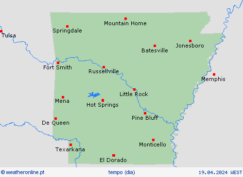 visão geral Arkansas América do Norte mapas de previsão