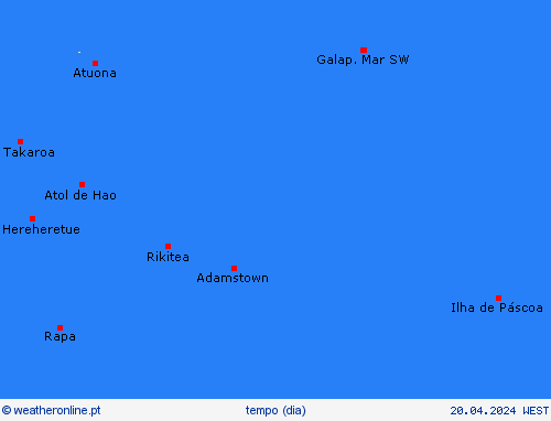 visão geral Ilhas Pitcairn Oceânia mapas de previsão