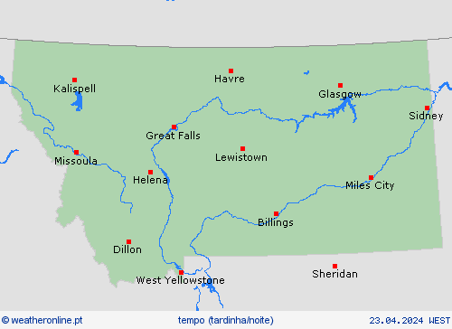 visão geral Montana América do Norte mapas de previsão