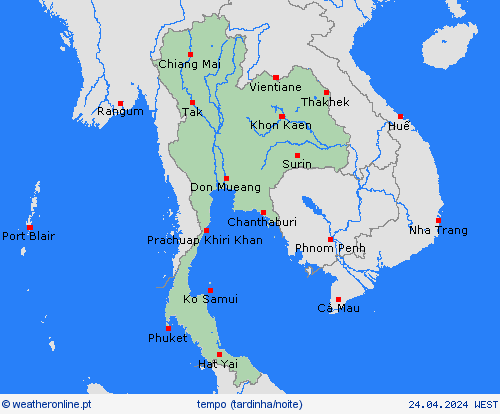 visão geral Tailândia Ásia mapas de previsão