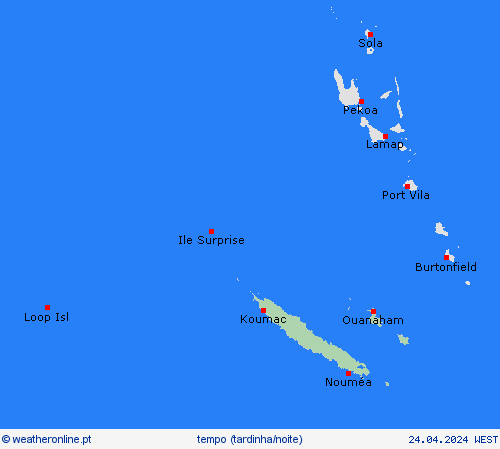 visão geral Nova Caledónia Oceânia mapas de previsão