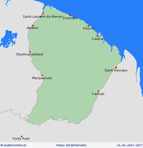 visão geral Guiana Francesa América do Sul mapas de previsão