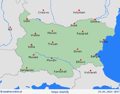 visão geral Bulgária Europa mapas de previsão