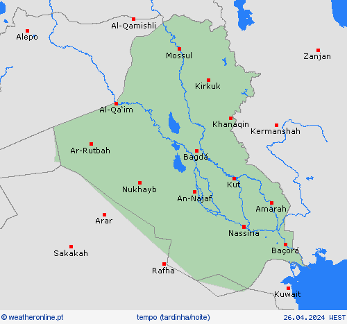 visão geral Iraque Ásia mapas de previsão