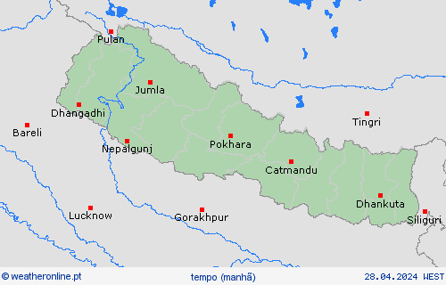 visão geral Nepal Ásia mapas de previsão