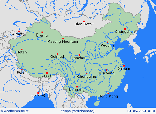 visão geral China Ásia mapas de previsão