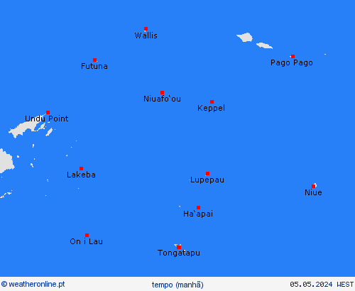 visão geral Tonga Oceânia mapas de previsão