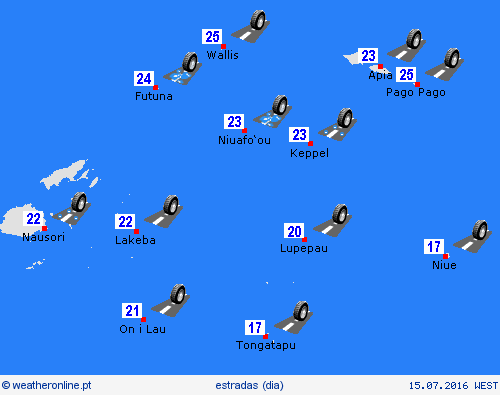 condições meteorológicas na estrada Samoa Americana Oceânia mapas de previsão