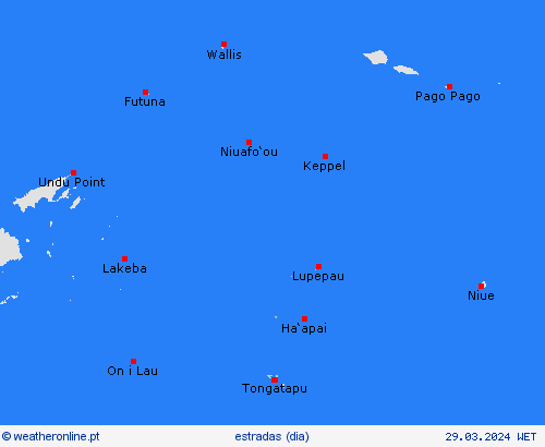condições meteorológicas na estrada Tonga Oceânia mapas de previsão