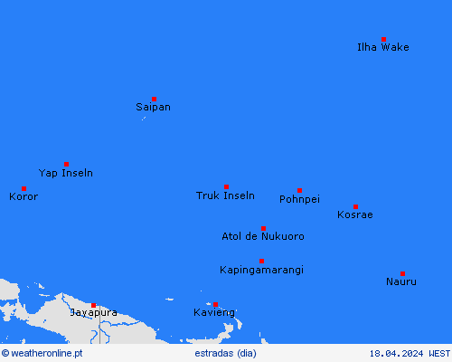 condições meteorológicas na estrada Ilha Wake Oceânia mapas de previsão