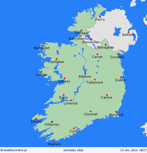 condições meteorológicas na estrada República da Irlanda Europa mapas de previsão