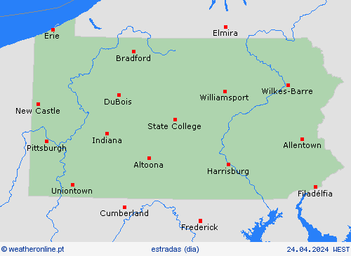 condições meteorológicas na estrada Pensilvânia América do Norte mapas de previsão