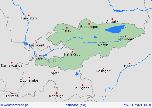 condições meteorológicas na estrada Quirguistão Ásia mapas de previsão