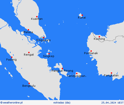 condições meteorológicas na estrada Singapura Ásia mapas de previsão