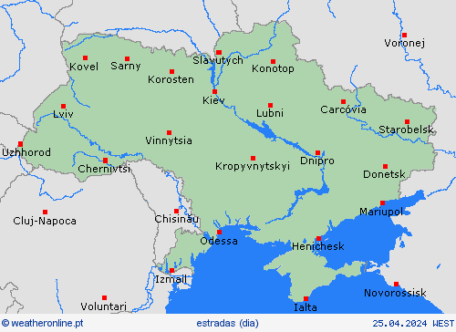 condições meteorológicas na estrada Ucrânia Europa mapas de previsão
