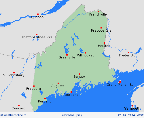 condições meteorológicas na estrada Maine América do Norte mapas de previsão