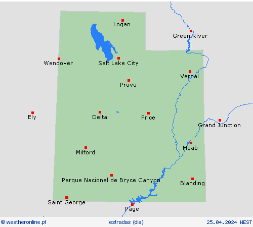 condições meteorológicas na estrada Utah América do Norte mapas de previsão