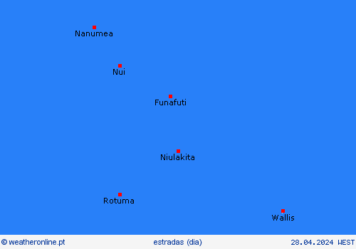 condições meteorológicas na estrada Tuvalu Oceânia mapas de previsão