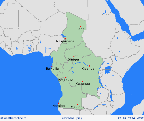 condições meteorológicas na estrada  África mapas de previsão