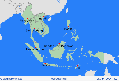 condições meteorológicas na estrada  Ásia mapas de previsão