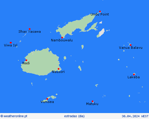 condições meteorológicas na estrada Fiji Oceânia mapas de previsão