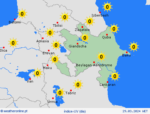 índice-uv Azerbaijão Ásia mapas de previsão