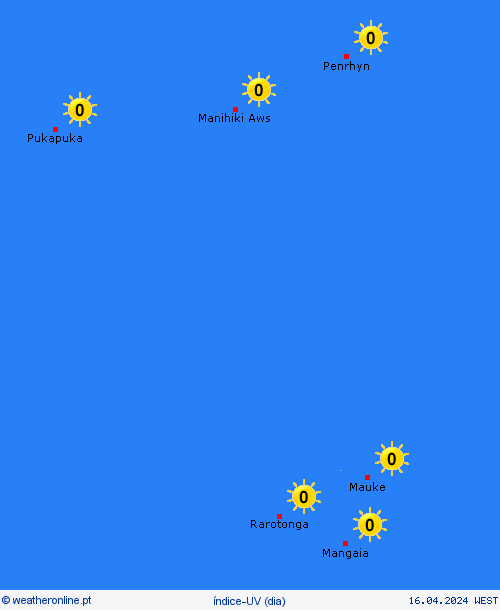 índice-uv Ilhas Cook Oceânia mapas de previsão