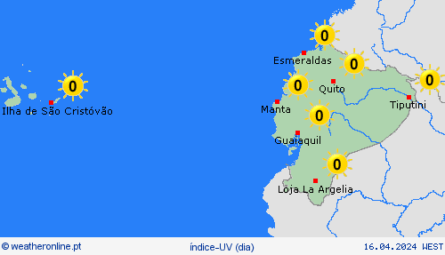 índice-uv Equador América do Sul mapas de previsão