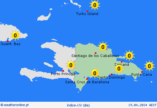 índice-uv República Dominicana América Central mapas de previsão