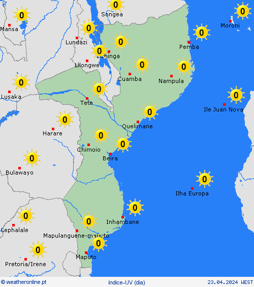 índice-uv Moçambique África mapas de previsão