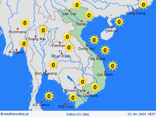 índice-uv Vietname Ásia mapas de previsão