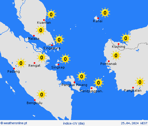 índice-uv Singapura Ásia mapas de previsão