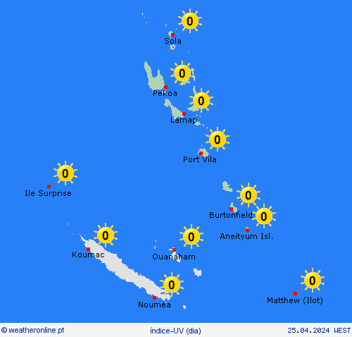 índice-uv Vanuatu Oceânia mapas de previsão