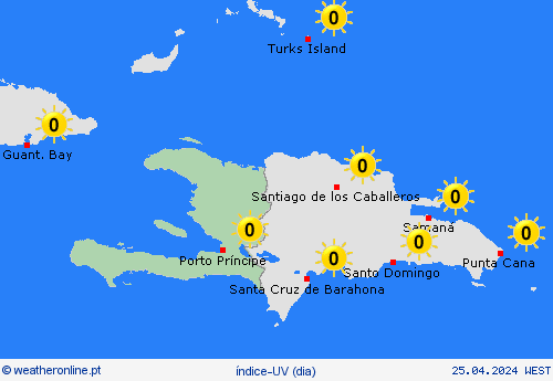índice-uv Haiti América Central mapas de previsão
