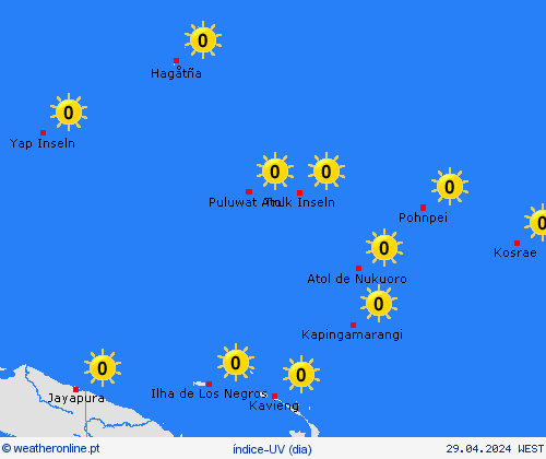 índice-uv Micronésia Oceânia mapas de previsão