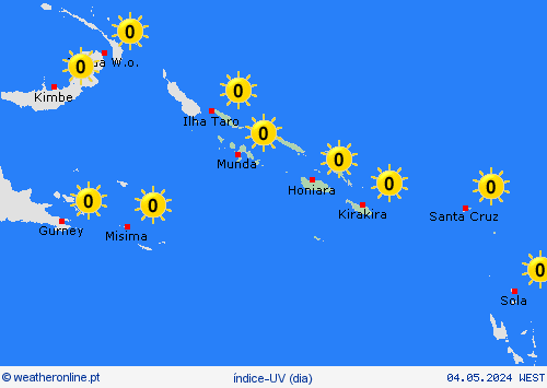 índice-uv Ilhas Salomão Oceânia mapas de previsão