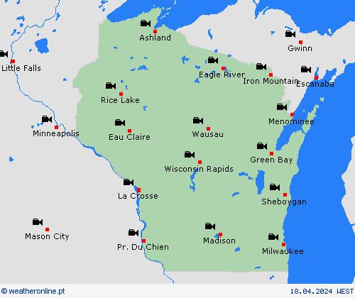 webcam Wisconsin América do Norte mapas de previsão